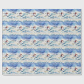 Waterverf Surfen Sneeuwman Cadeaupapier (Vlak)