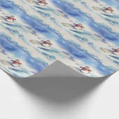 Waterverf Surfen Sneeuwman Cadeaupapier (Hoek)