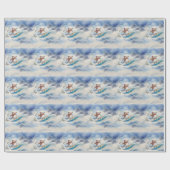 Waterverf Surfen Sneeuwman Cadeaupapier (Vlak)