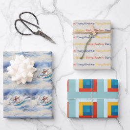 Waterverf Surfen Sneeuwman Inpakpapier Vel