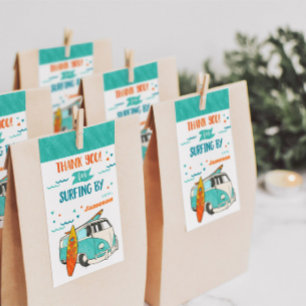 Waterverf Surfer Van Surf Birthday Party Cadeaulabel