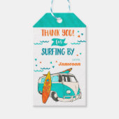 Waterverf Surfer Van Surf Birthday Party Cadeaulabel (Voorkant)