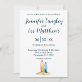 Waterverf surfplank bruiloft kaart (Voorkant)