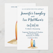 Waterverf surfplank bruiloft kaart (Voorkant / Achterkant)