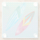 Waterverf surfplanken glazen onderzetter (Achterkant)