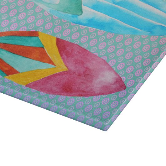 Waterverf surfplanken snijplank (Hoek)