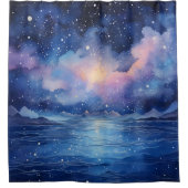 Waterverf Surreal Celestial Zeegezicht Douchegordijn (Voorkant)