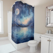 Waterverf Surreal Celestial Zeegezicht Douchegordijn (In situ)