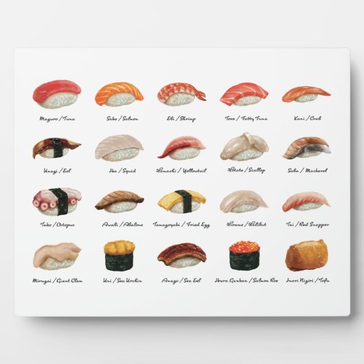 Waterverf Sushi Chart Tabletop Fotoplaat (Voorkant)