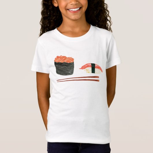 Waterverf Sushi en knuppels T-shirt (Voorkant)