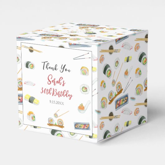 Waterverf Sushi en Sashimi Bedankt Bedankdoosjes (Voorkant Zijde)