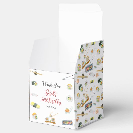 Waterverf Sushi en Sashimi Bedankt Bedankdoosjes (Geopend)