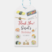 Waterverf Sushi en Sashimi Bedankt Verjaardag Cadeaulabel (Achterkant)