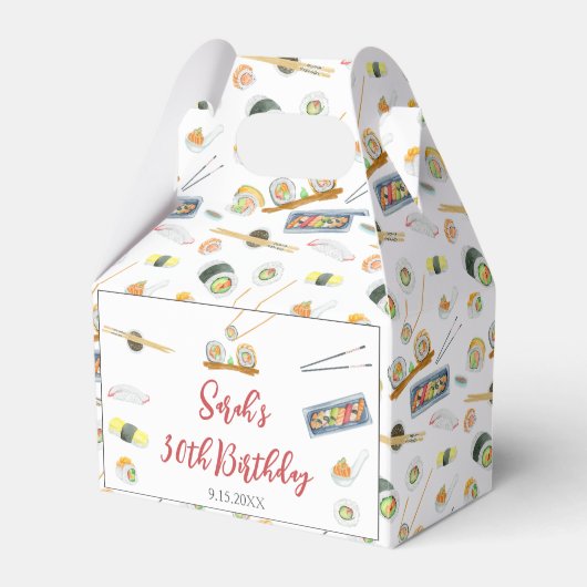 Waterverf Sushi en Sashimi Elke Verjaardag Bedankdoosjes (Voorkant Zijde)