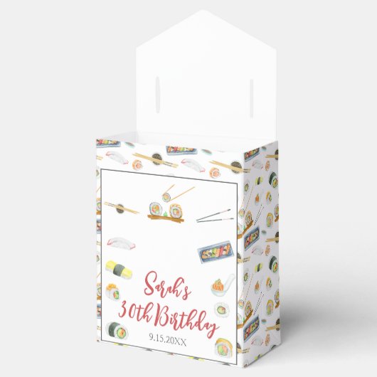 Waterverf Sushi en Sashimi Elke Verjaardag Bedankdoosjes (Geopend)