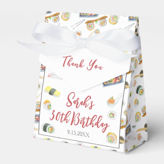 Waterverf Sushi en Sashimi Elke Verjaardag Bedankdoosjes (Voorkant Zijde)