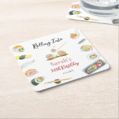 Waterverf Sushi en Sashimi Elke Verjaardag Kartonnen Onderzetters (Schuin)