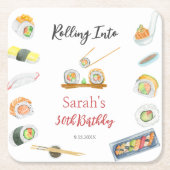 Waterverf Sushi en Sashimi Elke Verjaardag Kartonnen Onderzetters (Voorkant)