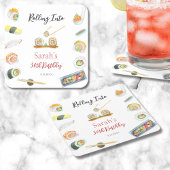 Waterverf Sushi en Sashimi Elke Verjaardag Kartonnen Onderzetters