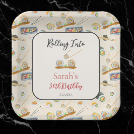 Waterverf Sushi en Sashimi Elke Verjaardag Papieren Bordje