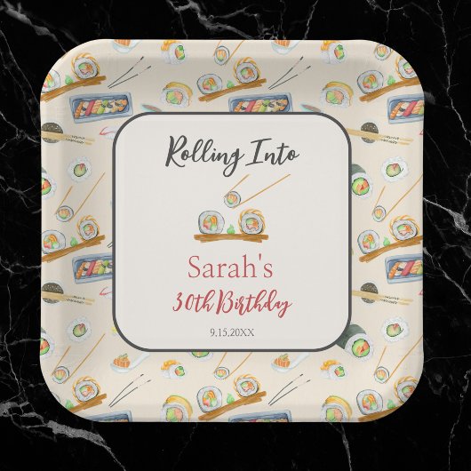 Waterverf Sushi en Sashimi Elke Verjaardag Papieren Bordje