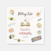 Waterverf Sushi en Sashimi Elke Verjaardag Servet (Voorkant)