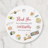 Waterverf Sushi en Sashimi Verjaardag Bedankt Bedankjes Labels (Achterkant)