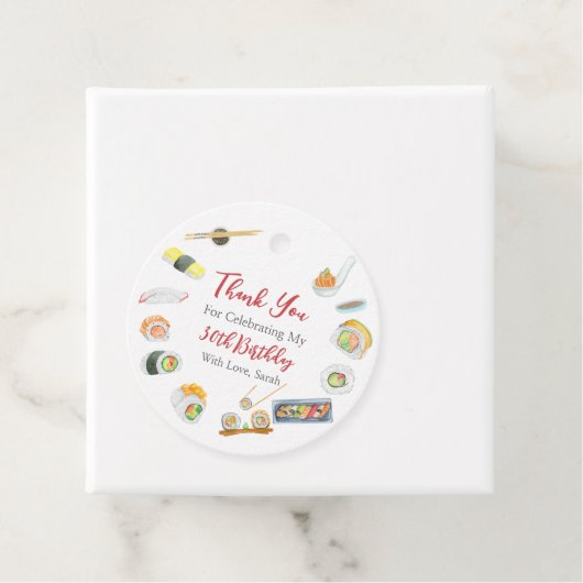 Waterverf Sushi en Sashimi Verjaardag Bedankt Bedankjes Labels (In situ)