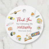 Waterverf Sushi en Sashimi Verjaardag Bedankt Bedankjes Labels (Voorkant)