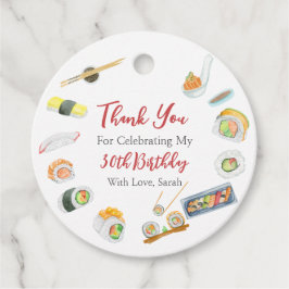 Waterverf Sushi en Sashimi Verjaardag Bedankt Bedankjes Labels