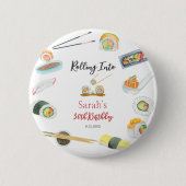 Waterverf Sushi en Sashimi Verjaardag Wit Ronde Button 5,7 Cm (Voorkant)