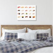 Waterverf Sushi Grafiek Canvas Afdruk (Insitu (Slaapkamer))