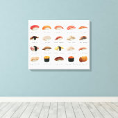 Waterverf Sushi Grafiek Canvas Afdruk (Insitu (Houten vloer))