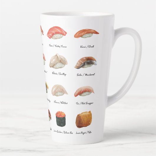 Waterverf Sushi Grafiek Latte Mok (Rechts)