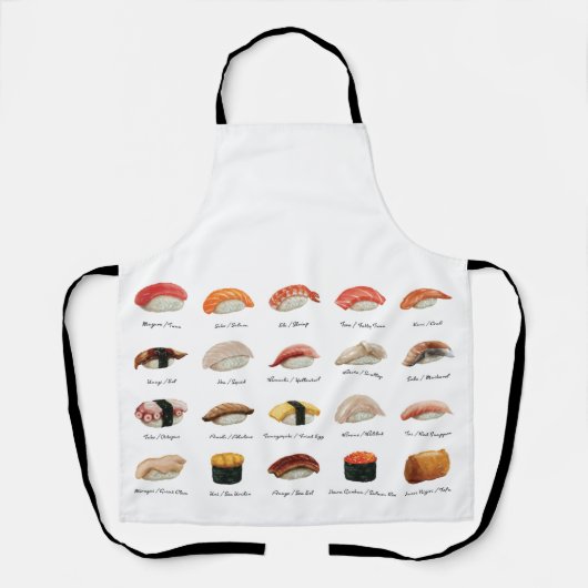 Waterverf Sushi Grafiek Schort (Voorkant)
