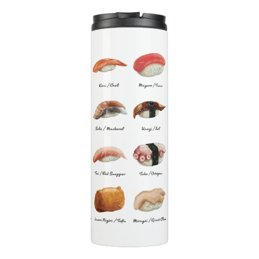 Waterverf Sushi Grafiek Thermosbeker (Achterkant)