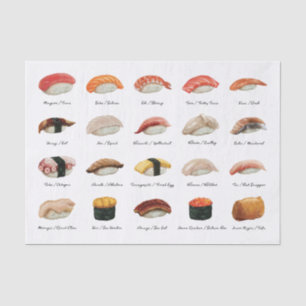 Waterverf Sushi Grafiek Tissuepapier