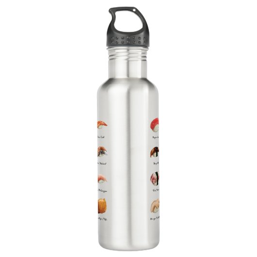 Waterverf Sushi Grafiek Waterfles (Achterkant)