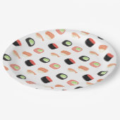 Waterverf Sushi Partij Hibachi Sushi Rolls Papieren Bordje (Gekanteld)