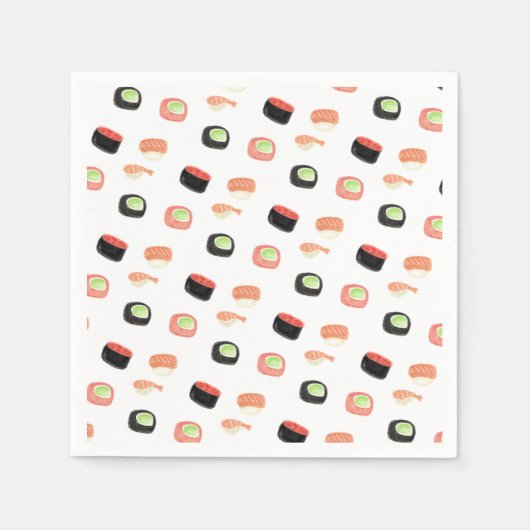 Waterverf Sushi Partij Hibachi Sushi Servet (Voorkant)