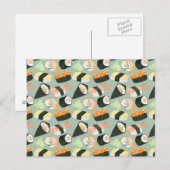 Waterverf Sushi Pattern Briefkaart (Voorkant / Achterkant)
