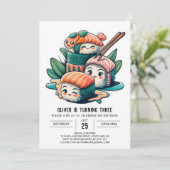 Waterverf Sushi Printable Verjaardag Kaart (Staand voorkant)