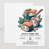 Waterverf Sushi Printable Verjaardag Kaart (Voorkant / Achterkant)