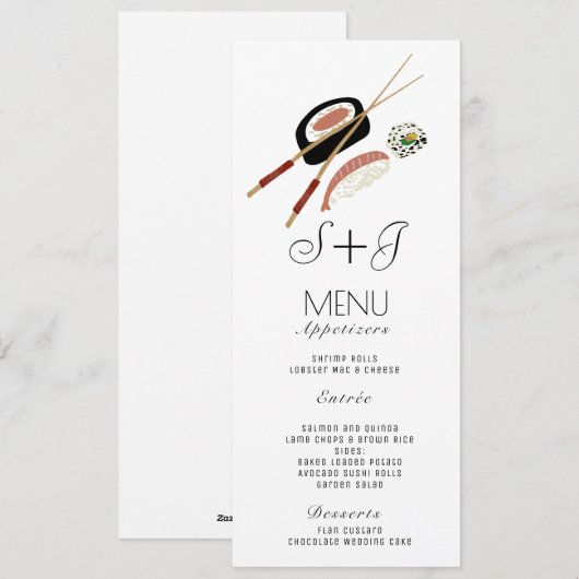 Waterverf Sushi Roll Japan Asian - Menu (Voorkant / Achterkant)