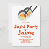 Waterverf Sushi Rolls Teen Birthday Hibachi Kaart (Voorkant)