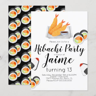 Waterverf Sushi Tiener Verjaardag Hibachi Tempura  Kaart