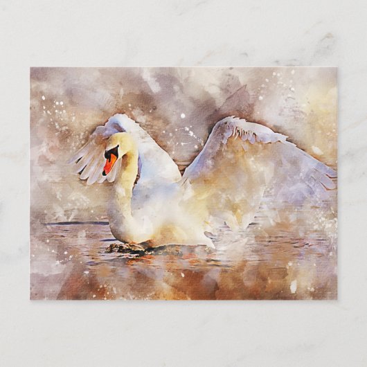 Waterverf Swan Briefkaart (Voorkant)
