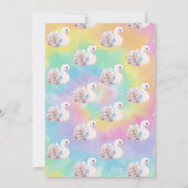 Waterverf Swan Flowers Tie Dye Birthday Kaart (Achterkant)