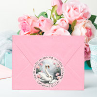 Waterverf Swan Lake Pink Lotus Floral Baby shower