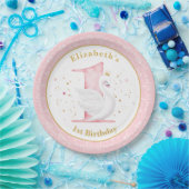 Waterverf Swan Princess 1st Birthday Paper Bord (Feest)
